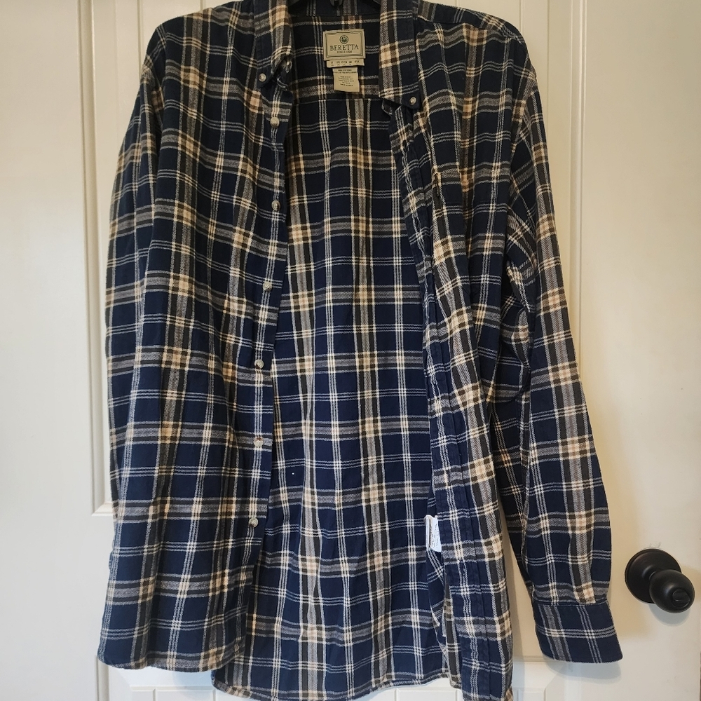 Beretta Blue Plaid Button-Up Shirt XL‎